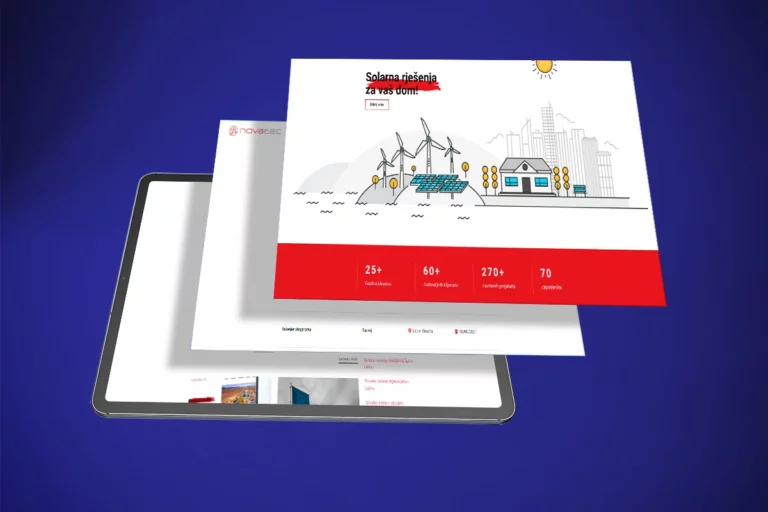 Naslovna stranica web stranice Novatec
