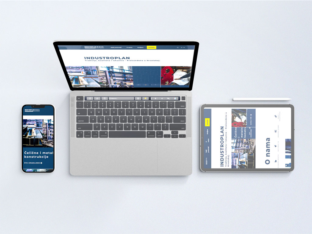 Prikaz usluga obrade lima na web stranici Industroplan
